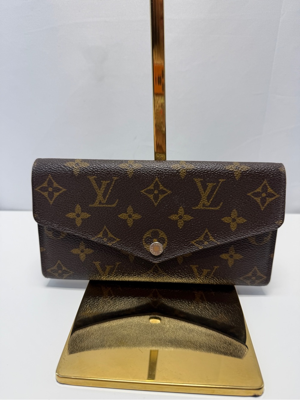 Louis Vuitton Monogram Canvas Envelope Wallet in Brown and Gold